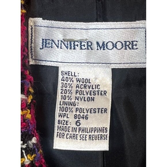 Jennifer Moore Blazer Women 6 Pink Wool Plaid Academia Preppy Old Money Retro - Picture 2 of 16